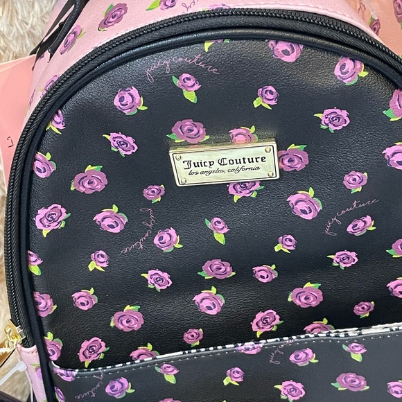 NWT 3-Pcs Set Juicy Couture Backpack, Pouch, & Card Case, Black Blooms at Night main image 12